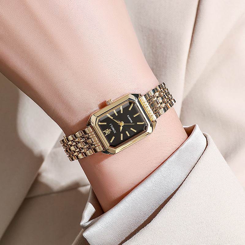 Trendy Square Women's Gold Watch - Modern Minimalist Design