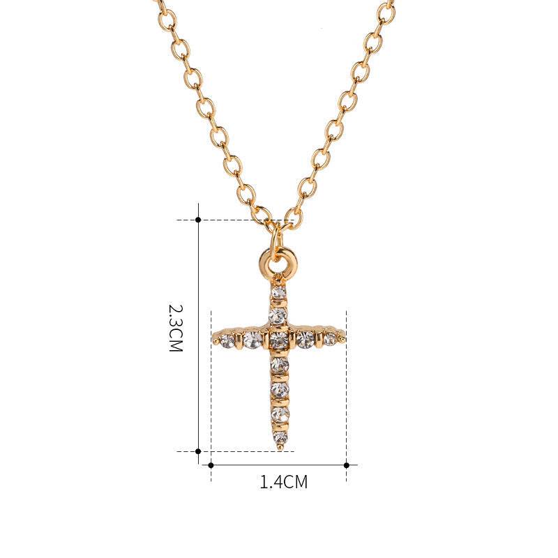 Trendy Diamond Accent Alloy Cross Necklace - Elegant Faith Jewelry