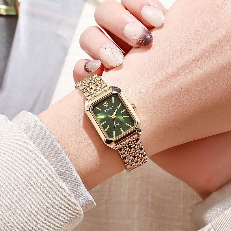 Trendy Square Women's Gold Watch - Modern Minimalist Design