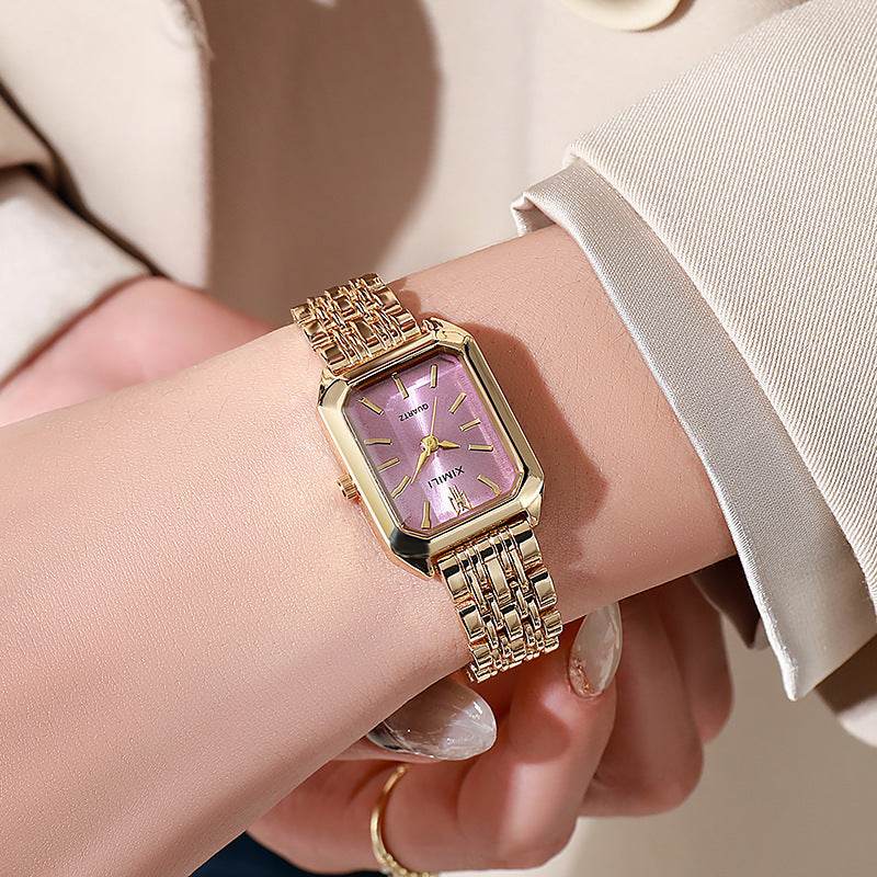 Trendy Square Women's Gold Watch - Modern Minimalist Design